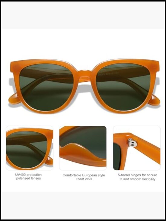Cat Eye Round Polarized Sunglasses UV Protection TAC Lens Half-Frame main image 2